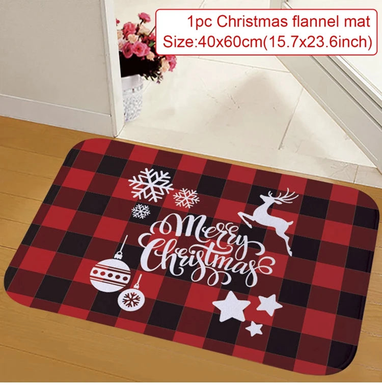 Santa Claus Christmas Doormat – Flannel Welcome Mat for Home