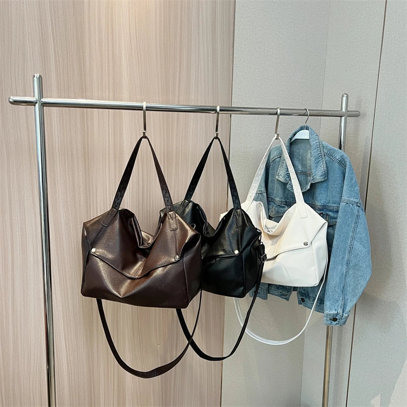 Large PU Leather Shoulder Tote Bag – Women's Luxury Handbag