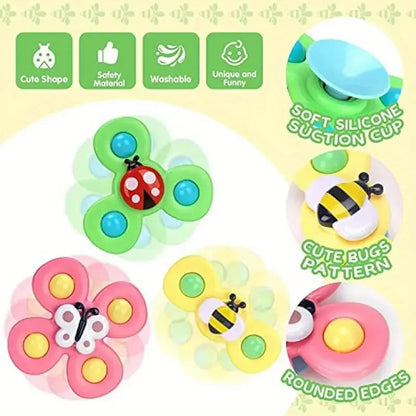Kids Suction Cup Spinning Toy Cartoon Bug Flower Interactive Educational Baby Toy
