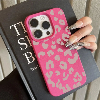 Pink Leopard Print iPhone Case – Silicone Cover for iPhone 11–17 Series