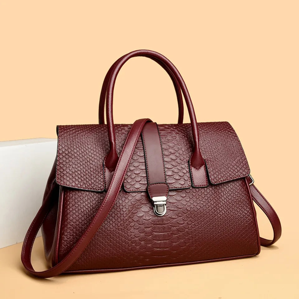 Top Quality Large Handbag with Snake Pattern Leather Bags