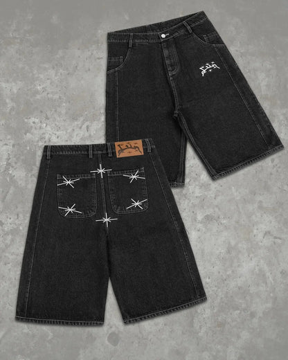 Y2K Embroidery Baggy Denim Shorts – Hip Hop Streetwear