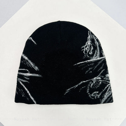 Skull Knitted Beanie Hat – Hip-Hop Streetwear for Men & Women