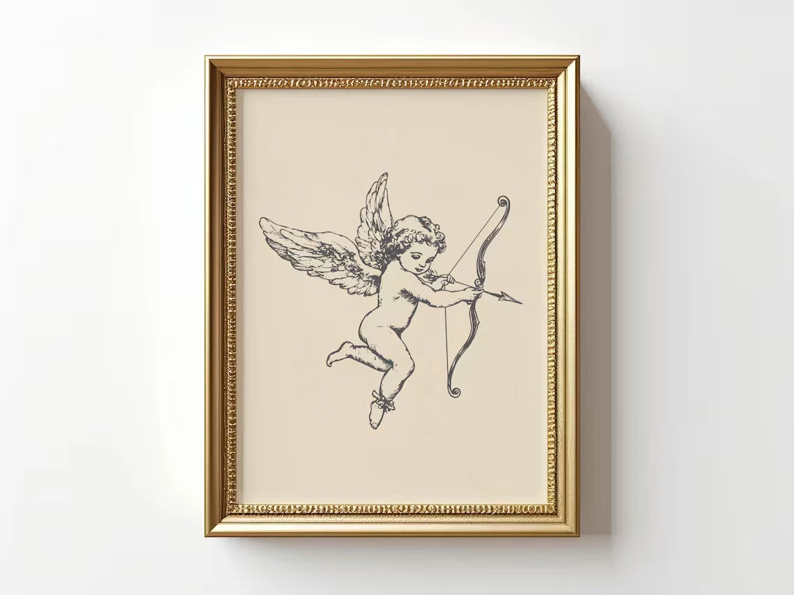 Antique Cupid Wall Art Print – Valentine's Day Romantic Poster