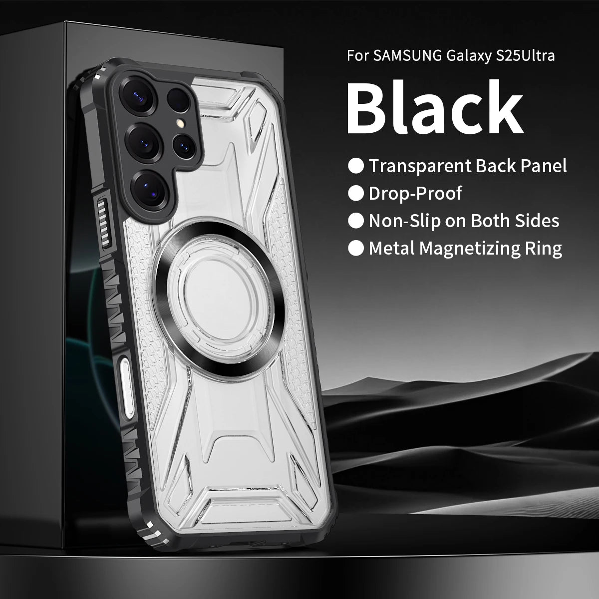 Magnetic Samsung Galaxy Case – Rugged Clear Cover with Metal Ring
