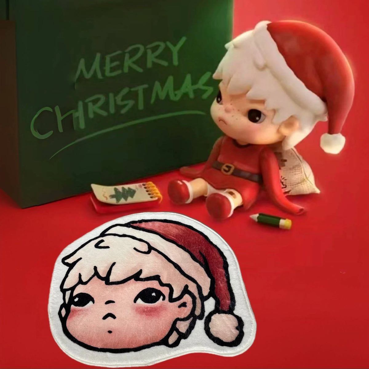 Christmas Boy Character Head-Shaped Rug – Soft Absorbent Floor Mat
