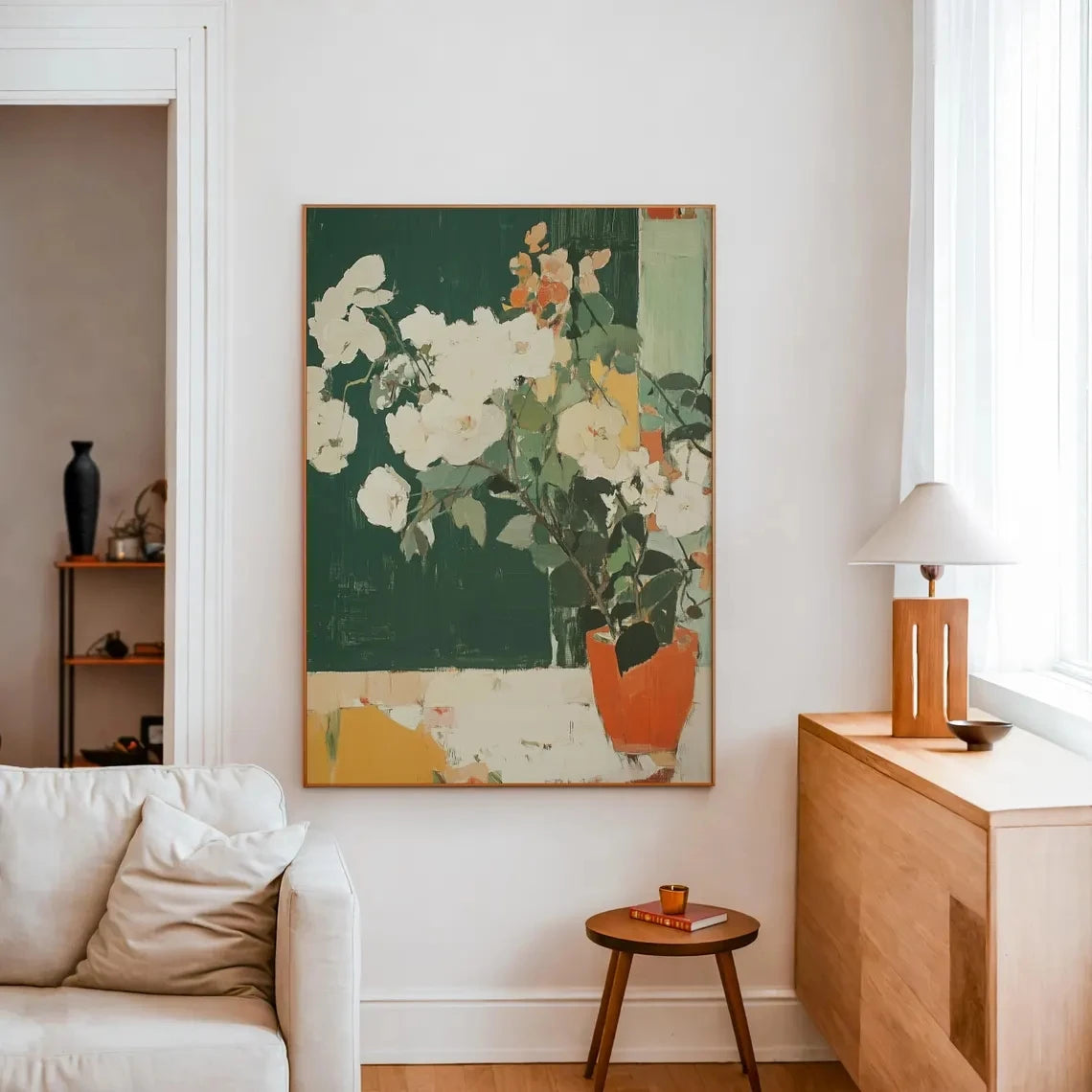 Floral Wall Art Canvas Print – Abstract Botanical Painting for Living Room
