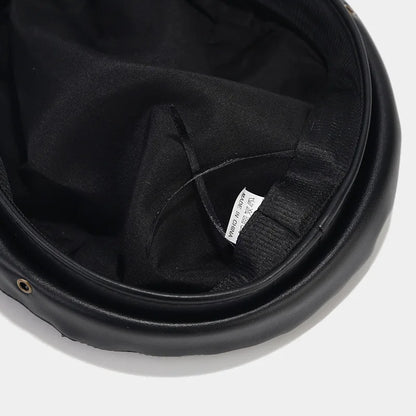 PU Leather Newsboy Cap Vintage Flat Military Hat