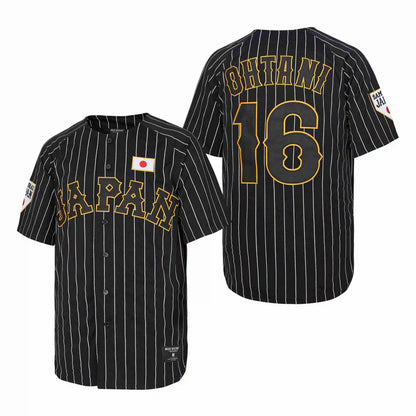 Ohtani #16 Japan Baseball Jersey – Embroidered Pinstripe Sportswear