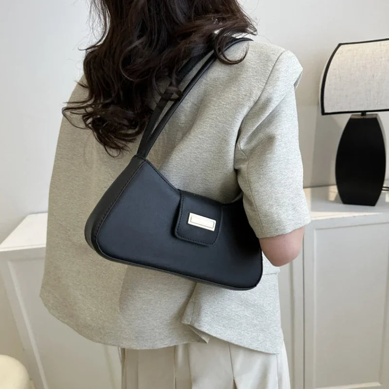 Minimalist Shoulder Bag for Women Simple Solid Color Underarm Bag