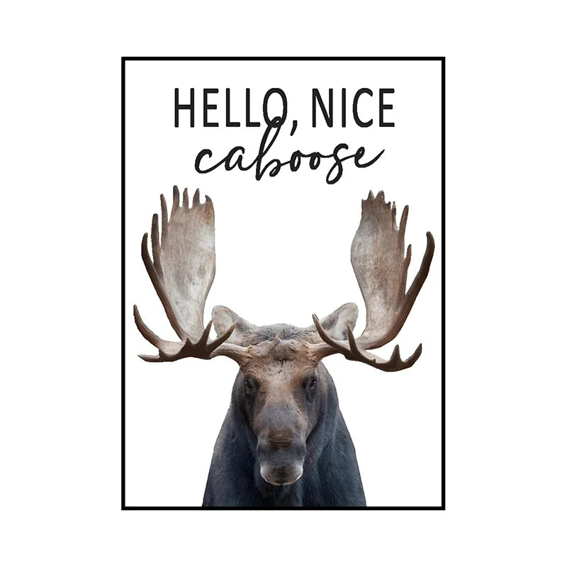 Funny Animal Bathroom Wall Art Poster – Cow, Donkey, Llama, Goat Print
