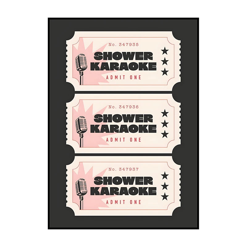 Shower Karaoke Admit One Poster – Funny Retro Bathroom Wall Art