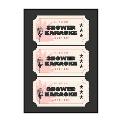Shower Karaoke Admit One Poster – Funny Retro Bathroom Wall Art