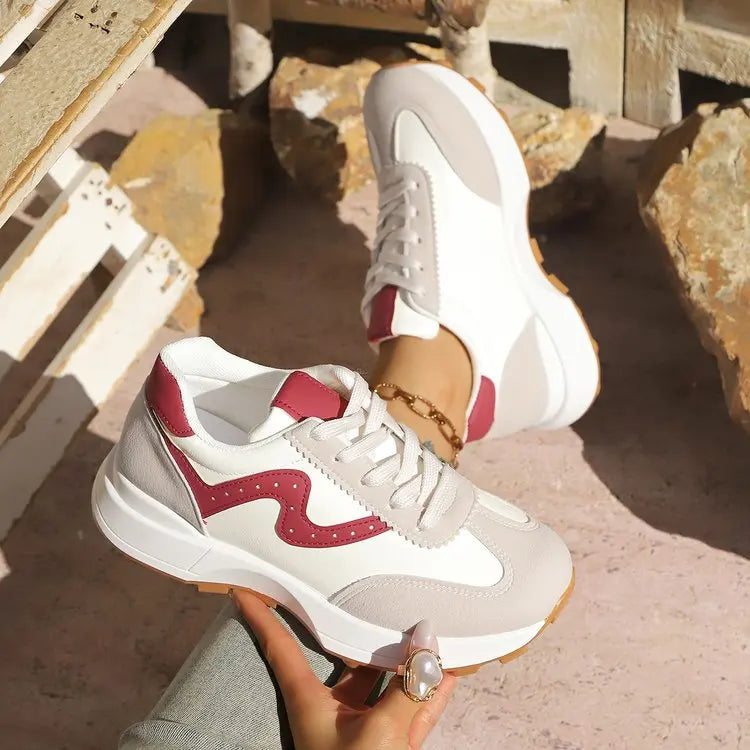 Women's Color Block Dad Sneakers – Thick Sole Chunky Platform Shoes