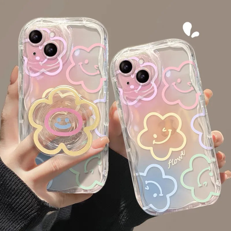 Samsung Galaxy Case with Grip Tok Holder – Smile Wave Design