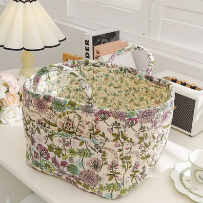 Floral Quilted Tote Bag for Women – Retro Patchwork Handbag