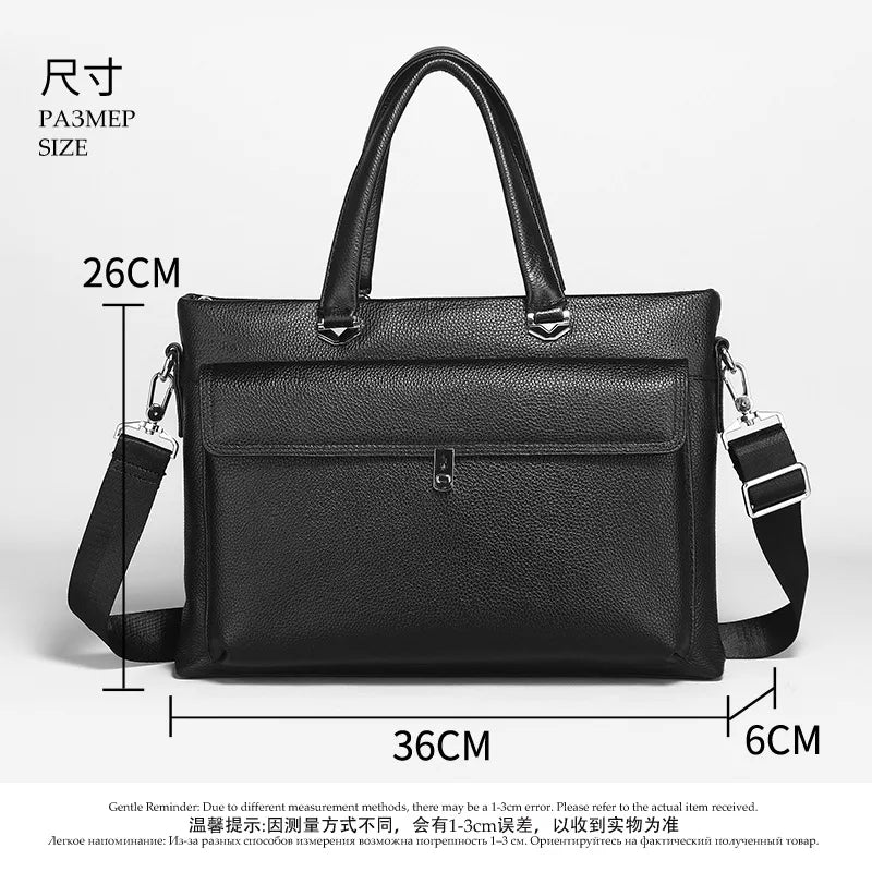 Genuine Leather Men's Briefcase – 13" Laptop Messenger Bag