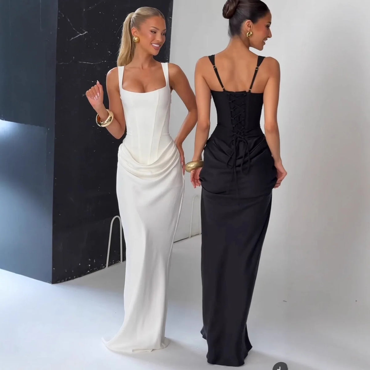 Women's Slim Maxi Dress – Lace-Up Sleeveless Formal Gown