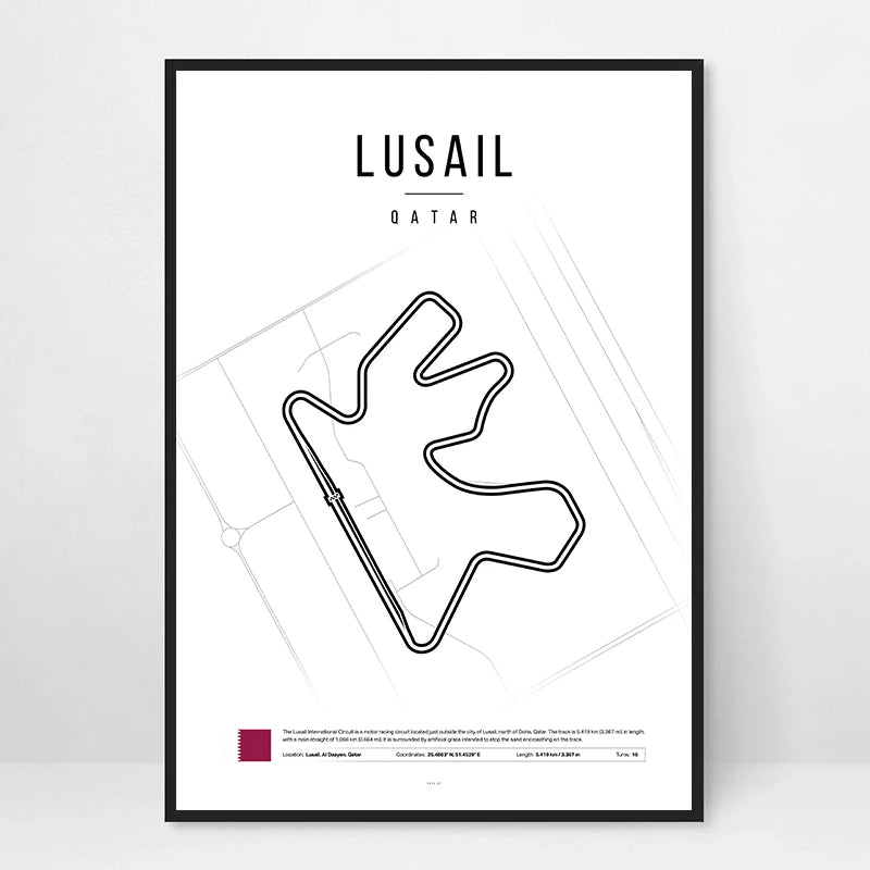 F1 Race Track Map Poster – Formula 1 Circuit Wall Art Print