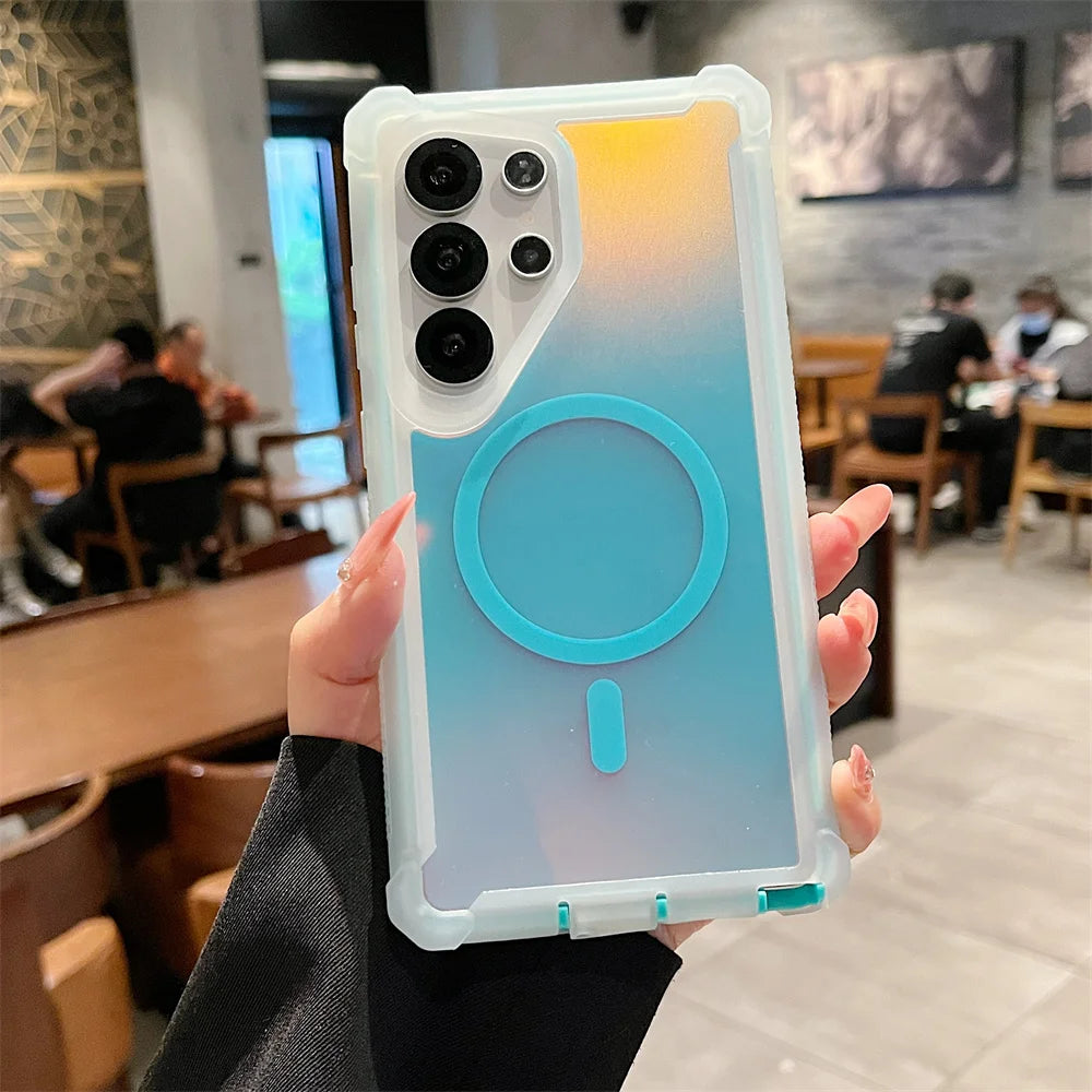 Magnetic Shockproof Samsung Case – Color-Changing Armor Cover