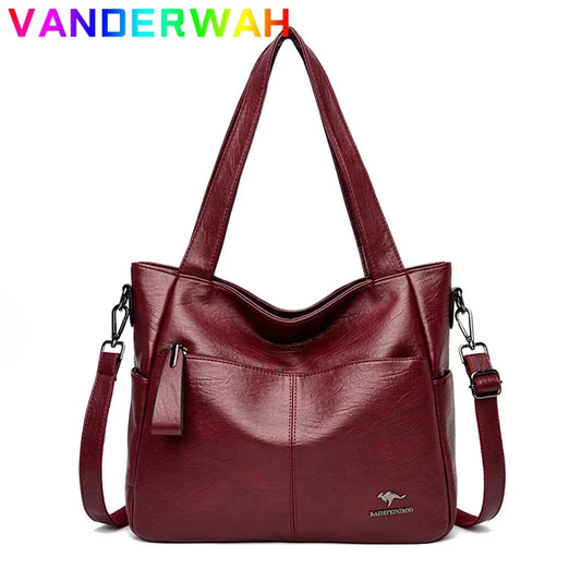 Women's Leather Tote Bag – Top Handle Shoulder Handbag