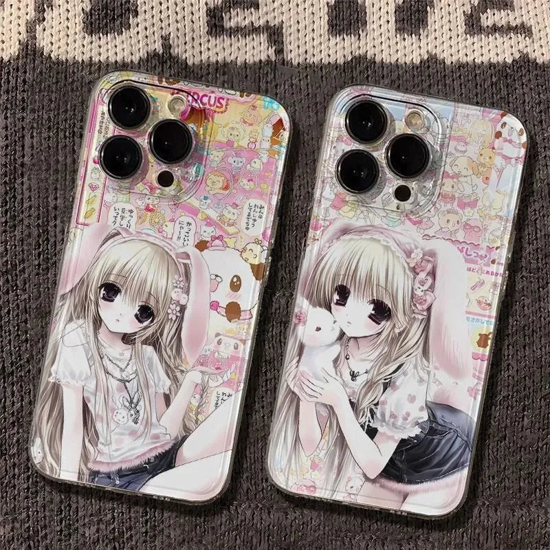 Cute Anime Girl with Bunny Samsung Case – S26 S25 S24 S23 S22 S21 S20 Ultra Plus FE