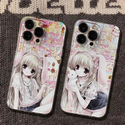 Cute Anime Girl with Bunny Samsung Case – S26 S25 S24 S23 S22 S21 S20 Ultra Plus FE