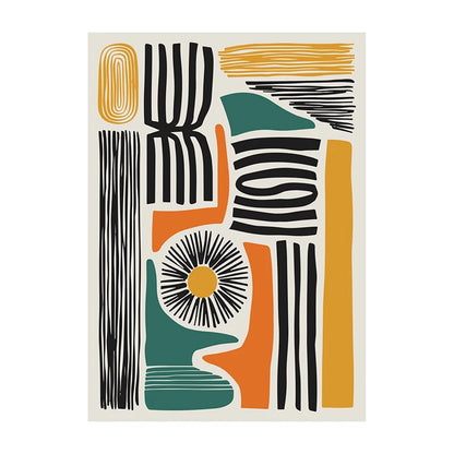 Retro Geometric Abstract Shapes Poster – Minimal Black & White Wall Art Unframed