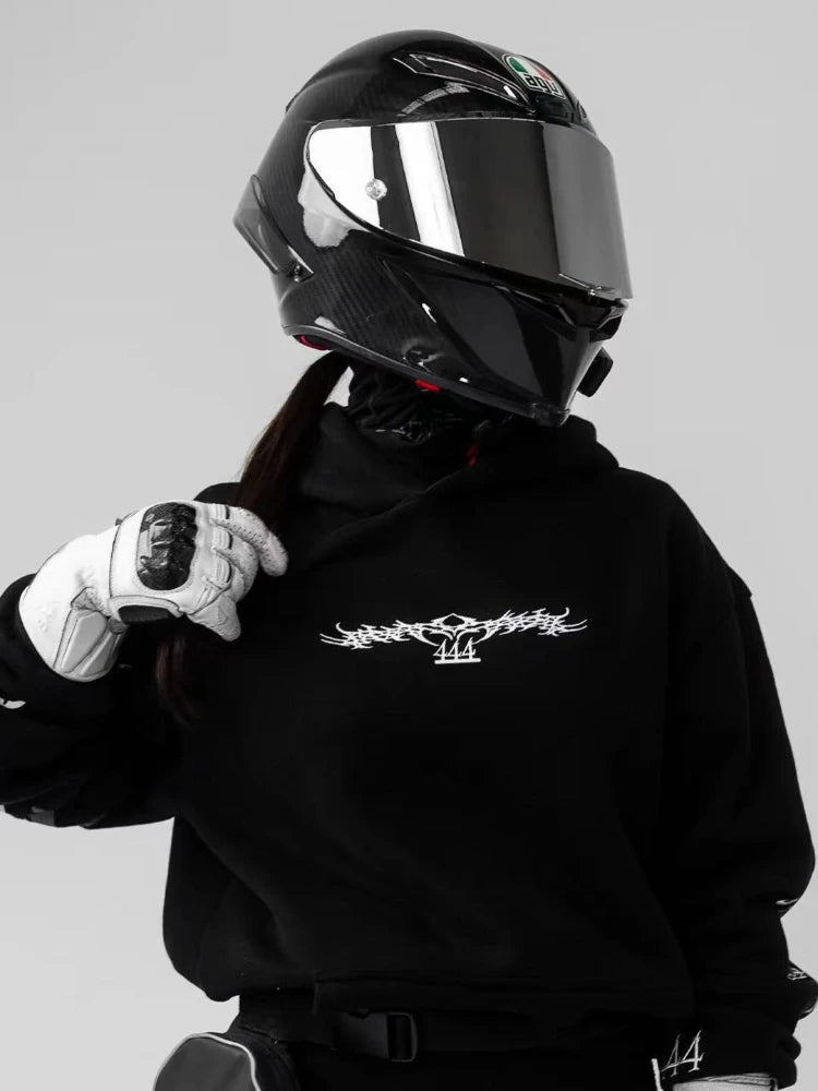 Dark Graphic Hoodie – Luminous Magic Sword Print Streetwear