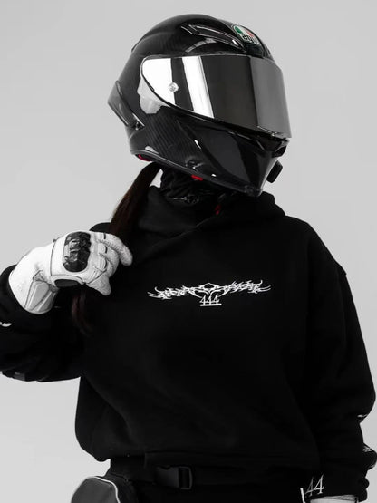 Dark Graphic Hoodie – Luminous Magic Sword Print Streetwear