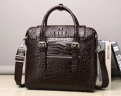 Alligator Embossed Genuine Leather Men's Briefcase Bag