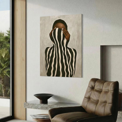 Abstract Black Woman Wall Art Print – Striped Figure Poster