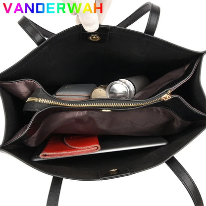 Vintage Leather Tote Bag – Large Capacity Top-Handle