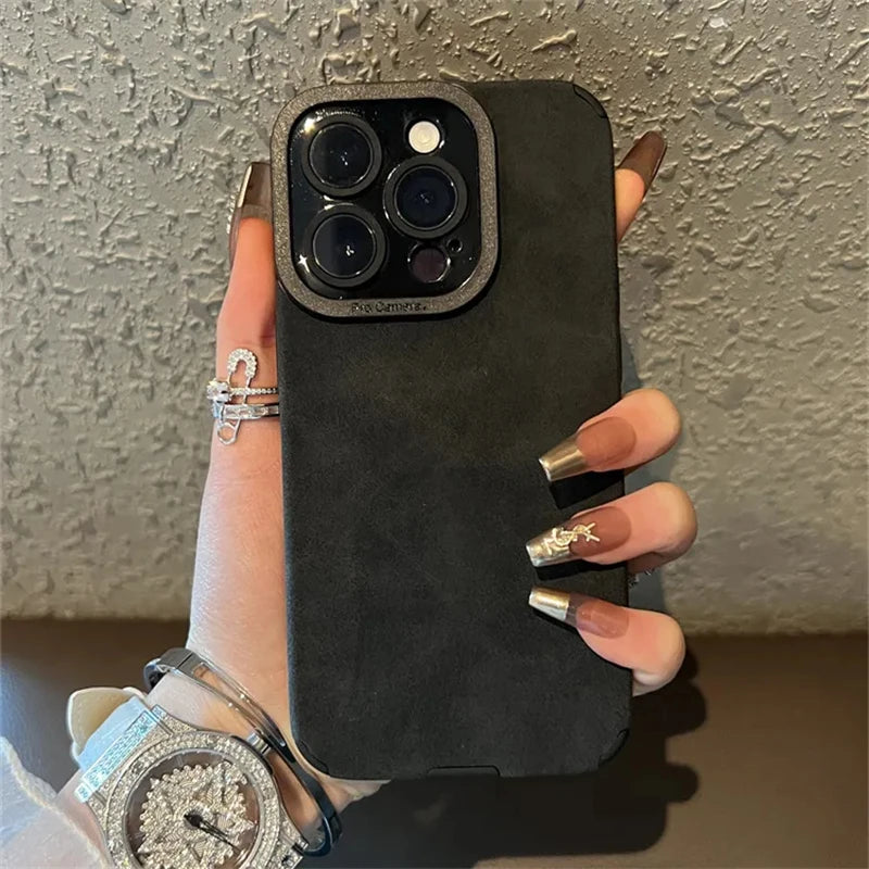 Luxury Matte Leather Silicone iPhone Case – iPhone 11 to 15 Series