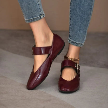 Women's Ballet Flats – Mary Jane Buckle Strap Flat Shoes