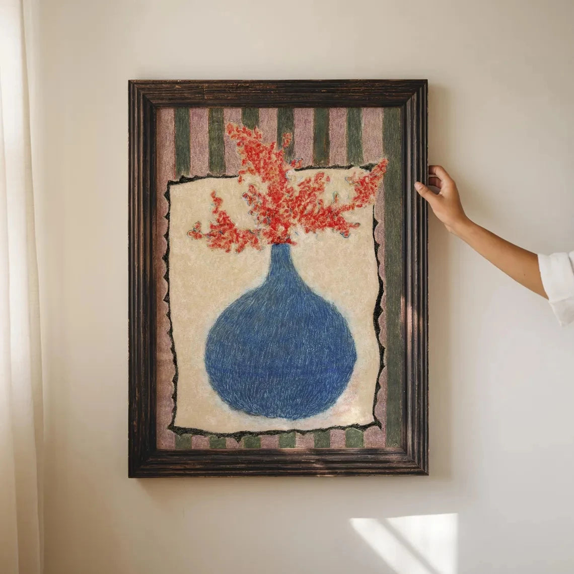 Botanical Still Life Wall Art Poster – Pastel Boho Vase Print