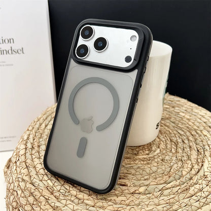 MagSafe Matte iPhone 17 Case – Shockproof Clear Back with Colorful Border