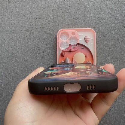 Fantasy Landscape iPhone Case – Hot Air Balloon & Planet Design