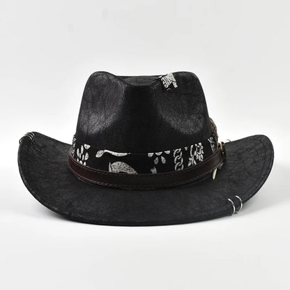 Handmade Vintage Western Cowboy Hat – Faux Leather Jazz Panama Hat