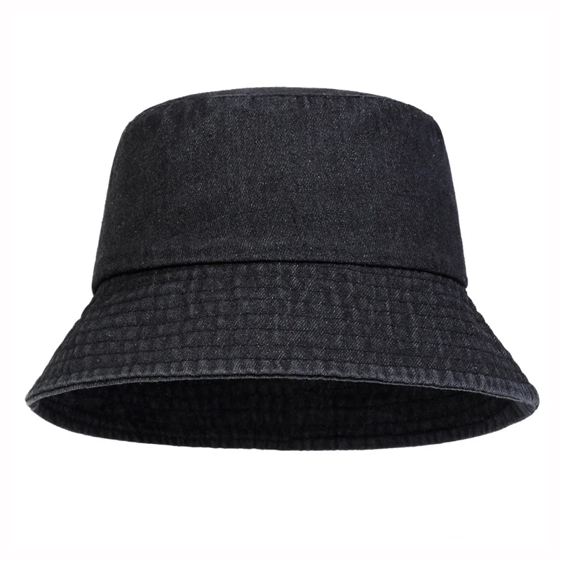 Unisex Washed Cotton Bucket Hat – Sun Protection Outdoor Cap
