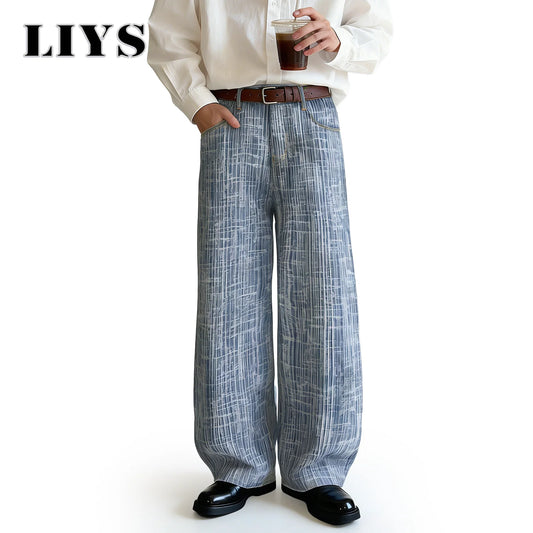 Jacquard Baggy Wide Leg Jeans – Unisex Japanese Korean Streetwear