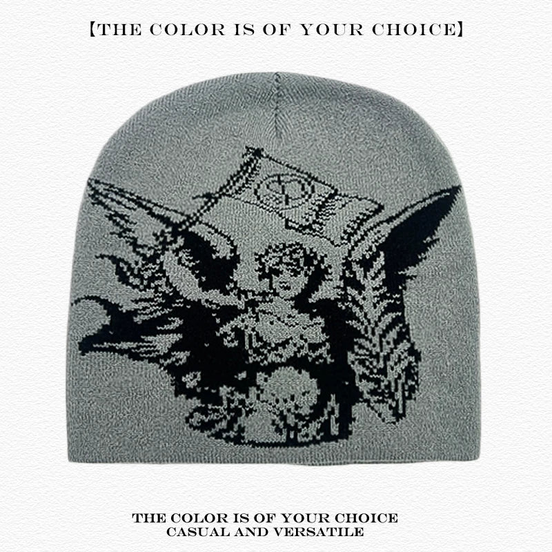 Spider Web Jacquard Beanie Hat – Dark Style Hip Hop Knit Cap