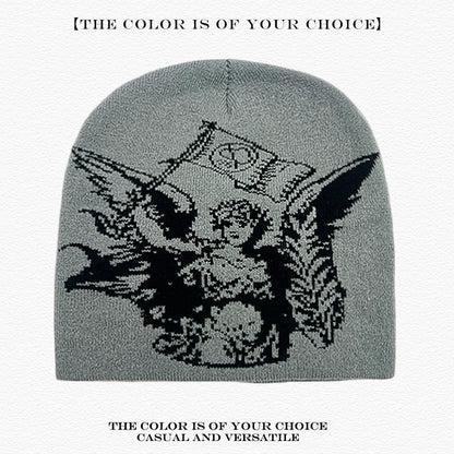 Spider Web Jacquard Beanie Hat – Dark Style Hip Hop Knit Cap