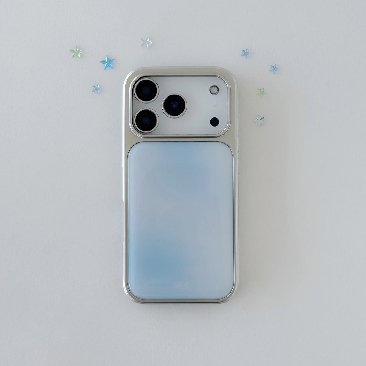 Blue Star Blur iPhone Case – Luxury Silver Edge Design
