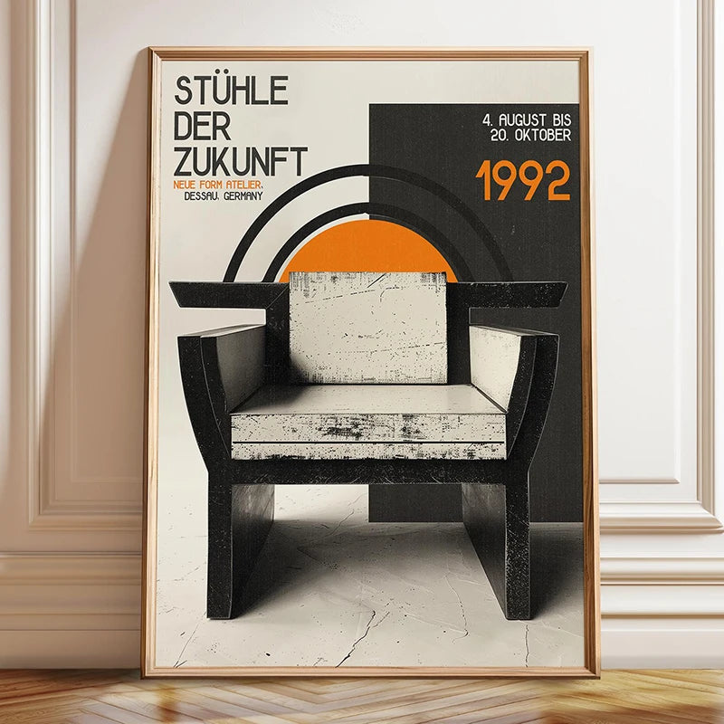 Bauhaus Exhibition Poster - Modernist Chair Wall Art Print