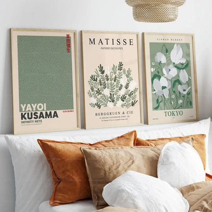 Matisse Sage Green Botanical Wall Art Poster | Nordic Minimalist Canvas Print
