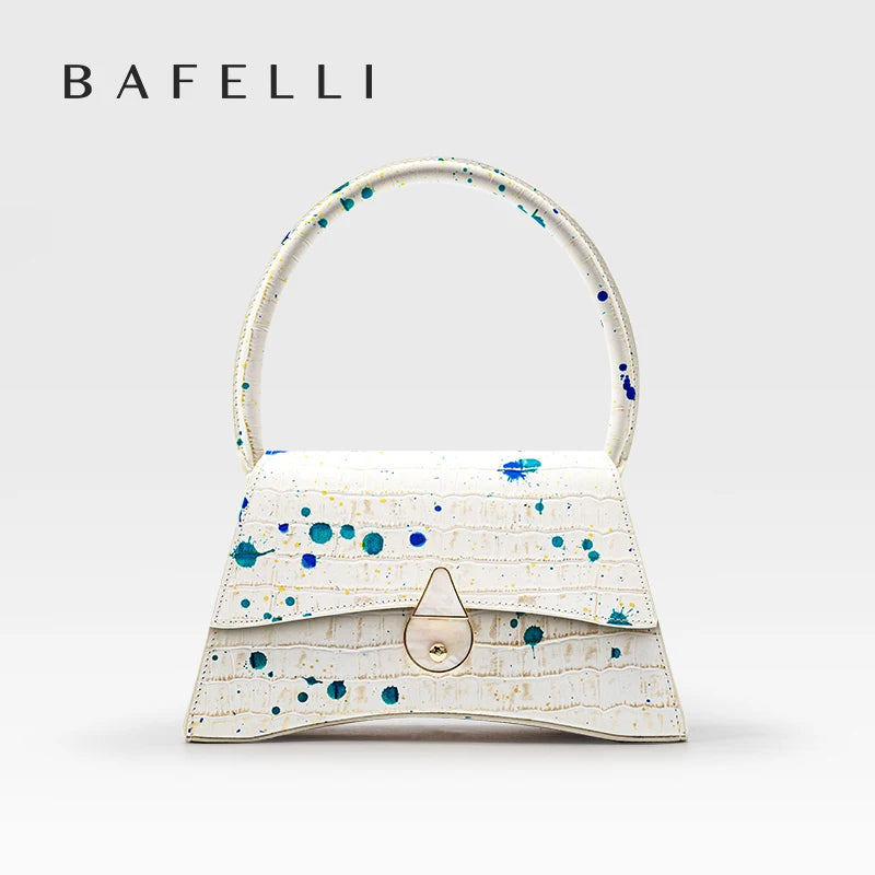 Designer Mini Top Handle Bag – Croc-Embossed Paint Splash