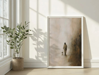 Good Shepherd Poster – Jesus & Lost Sheep Watercolor Wall Art