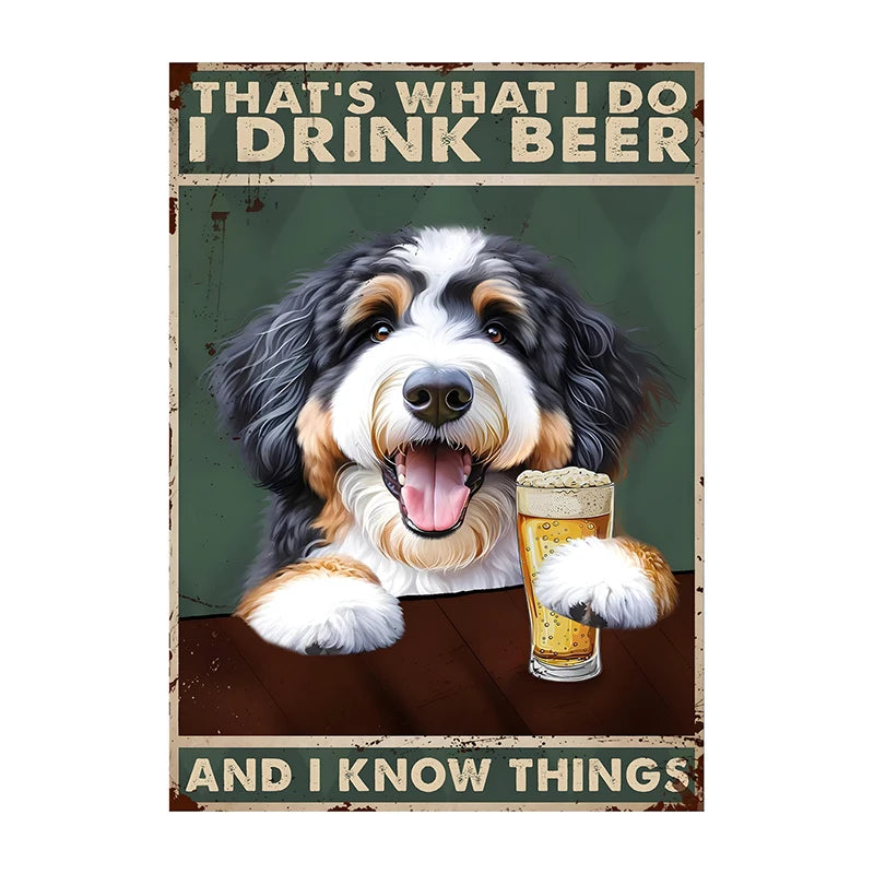 Funny Dog Beer Poster – That's What I Do I Drink Beer Wall Art