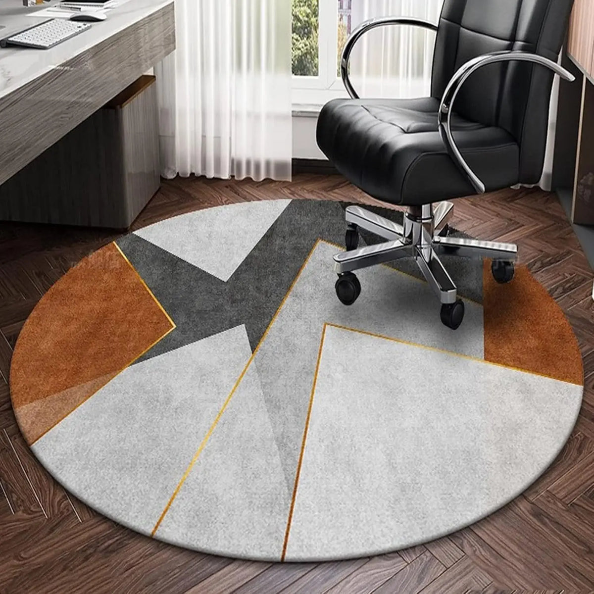 Round Area Rug – Non-Slip Nordic Geometric Carpet for Office & Living Room